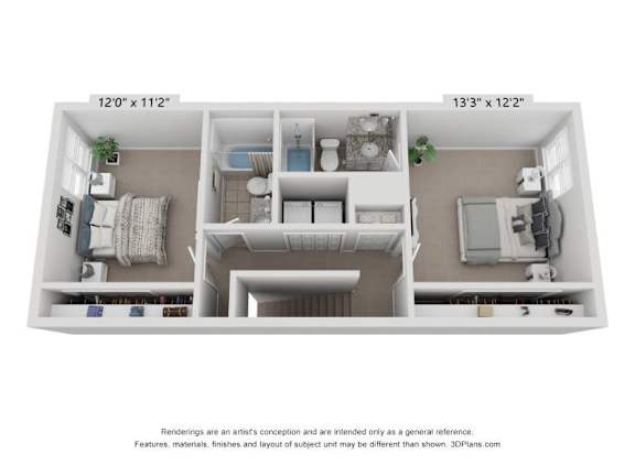 a stylized floor plan of a 2100 sqft apartment