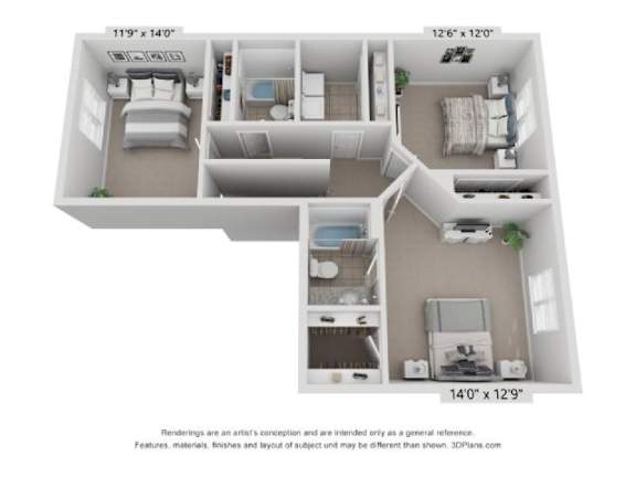 a floor plan of a 2100 sq ft apartment