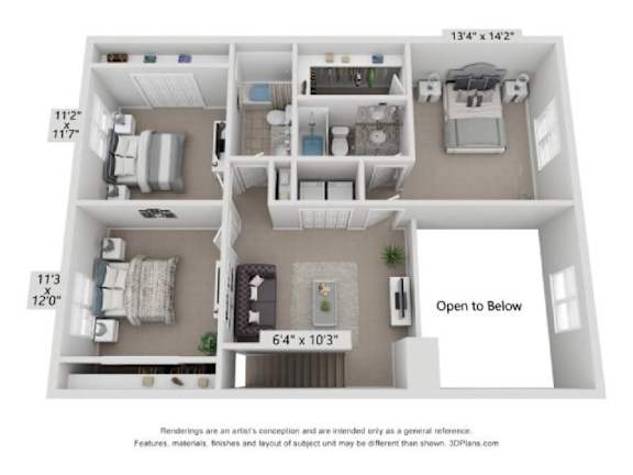 a floor plan is shown with aopen to below sign