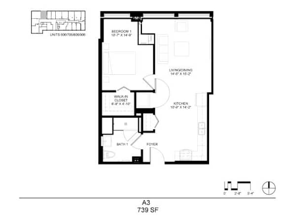A black and white image of a floor plan for an apartment.