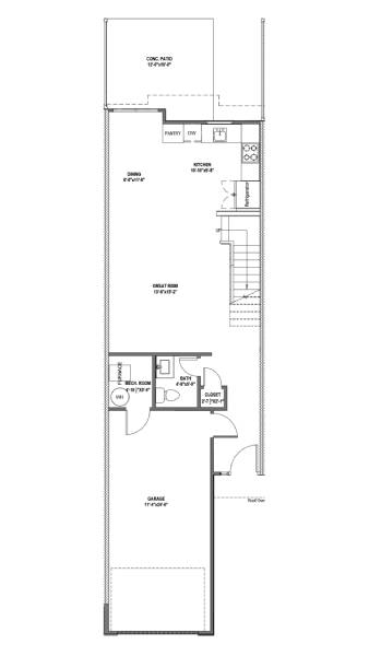 A floor plan of a house with a garage and a loft.