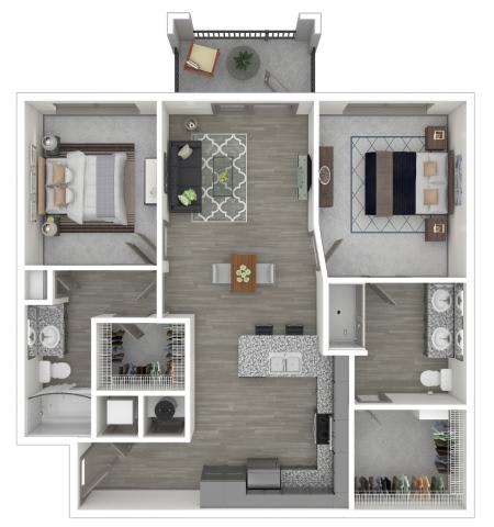 A floor plan of a house with a kitchen, living room, dining room, and bathroom.
