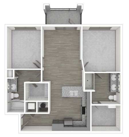 A floor plan of a house with a staircase in the middle.