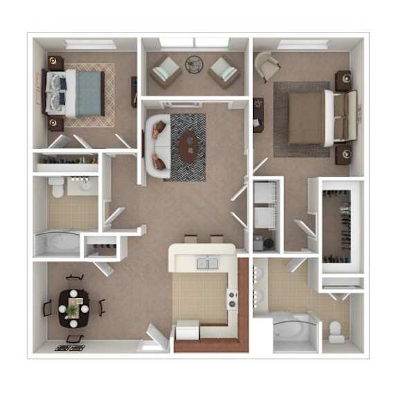A floor plan of a small apartment with a kitchen, living room, and bathroom.