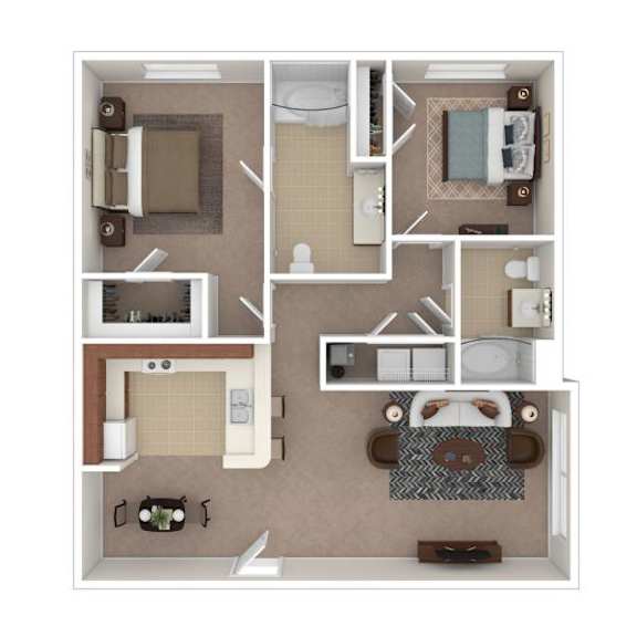 A floor plan of a house with a kitchen, living room, dining room, and bathroom.