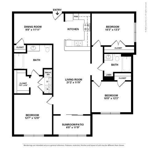 A black and white image of a floor plan for a house.