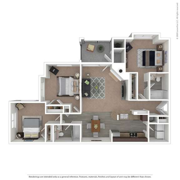 A floor plan of a house with a kitchen, living room, and two bedrooms.