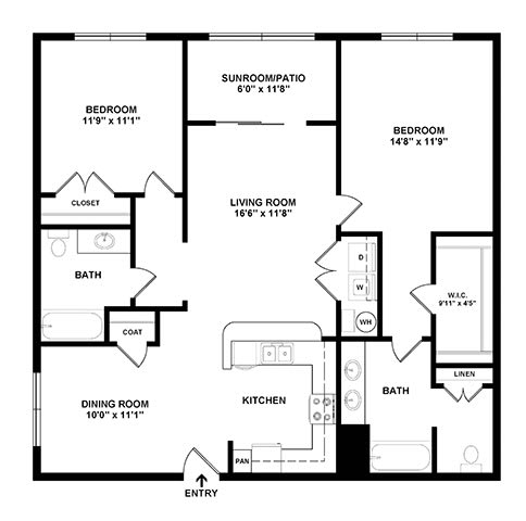 A black and white image of a floor plan for a house.
