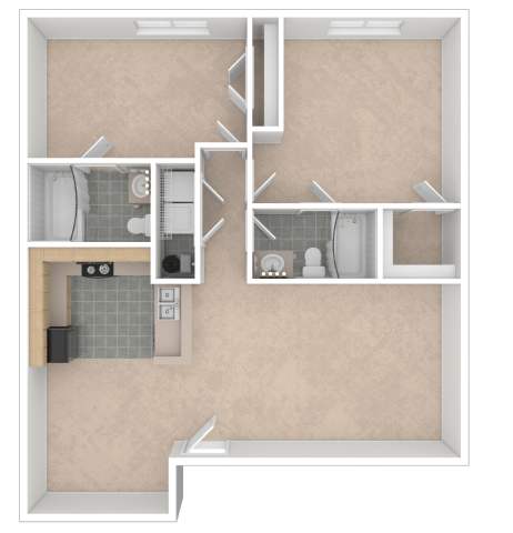 A diagram of a bathroom with a toilet, sink, and shower.