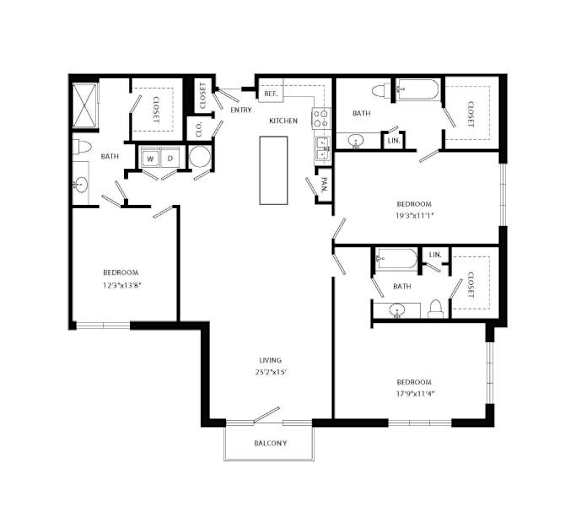 A black and white image of a floor plan for a house.