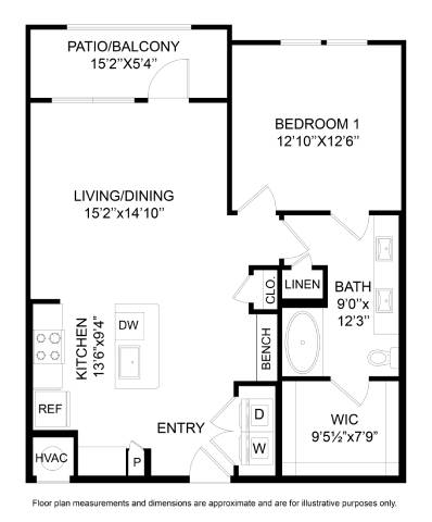 A floor plan of a house with a living room, dining room, kitchen, bathroom, and bedrooms.