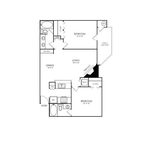 A black and white image of a floor plan for a home.