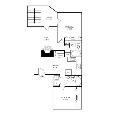 A black and white image of a floor plan for a home.