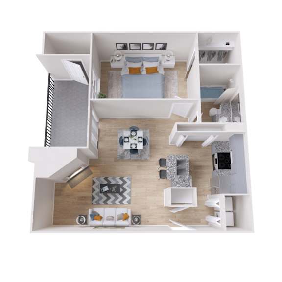 One bedroom floor plan at The Lana apartments in Dallas, TX