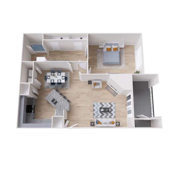 Floor plan for a one bedroom apartment at The Lana in Dallas, TX