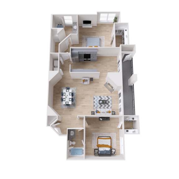 Apartment layout at The Lana, 2 bedroom apartments in Dallas