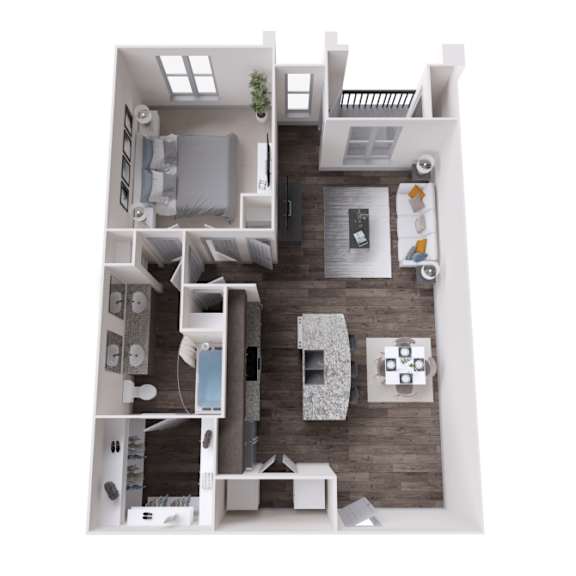 One bedroom apartment layout at The Carson at Twin Creeks, apartments for rent in Allen