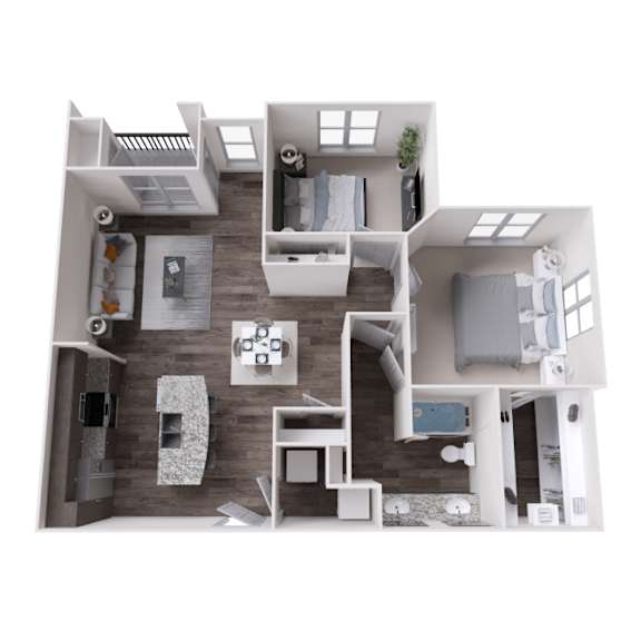 One bedroom floor plan at The Carson at Twin Creeks, Allen apartments for rent