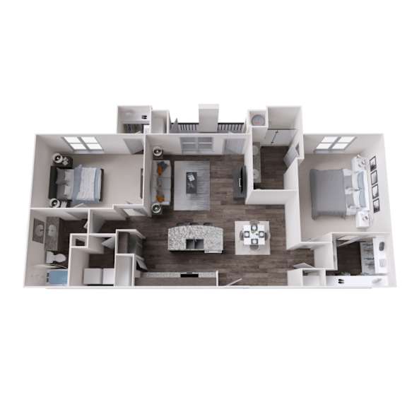 Two bedroom apartment floor plan at The Carson at Twin Creeks in Allen