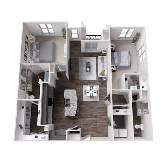 Two bedroom layout at The Carson at Twin Creeks, Allen apartments for rent