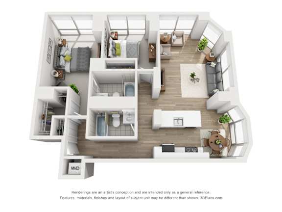 a 1 bedroom floorplan is shown in this image