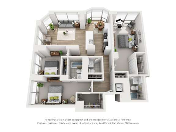 a 3 bedroom floor plan is shown in this image
