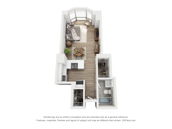 a floor plan of a bedroom with a bathroom and a living room