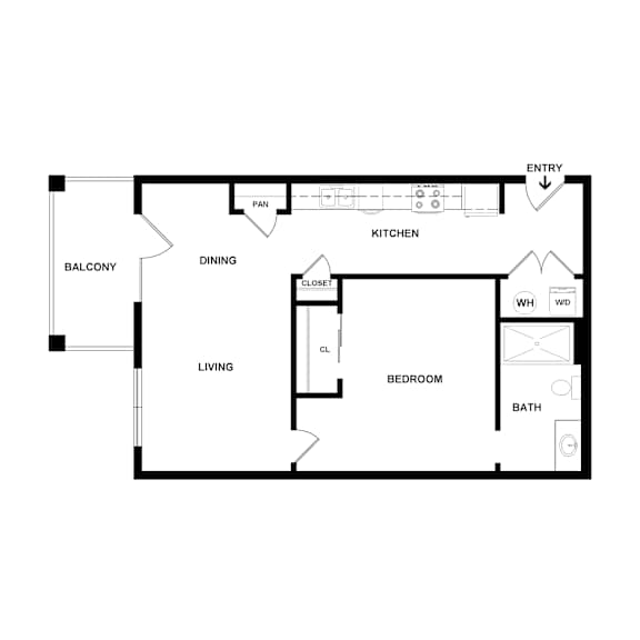 A black and white image of a floor plan for a house.