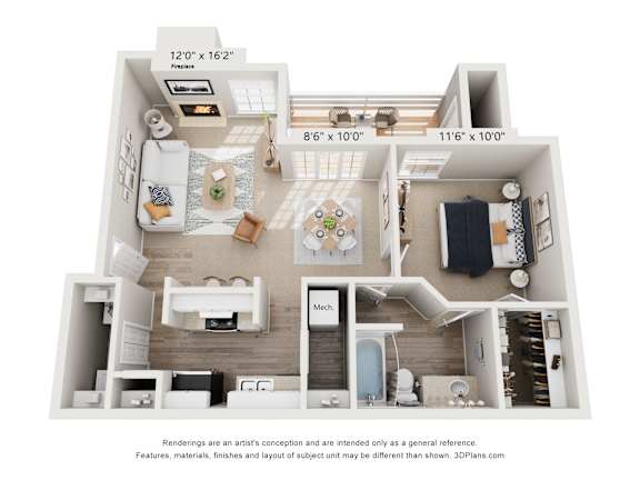 a 1 bedroom floor plan with a bathroom and a living room