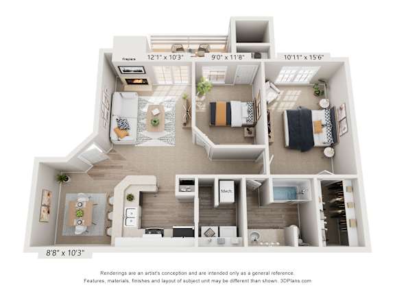 the outlook floor plan  woodland commons apartments  670 sq ft