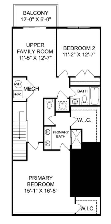 A black and white image of a house floor plan.