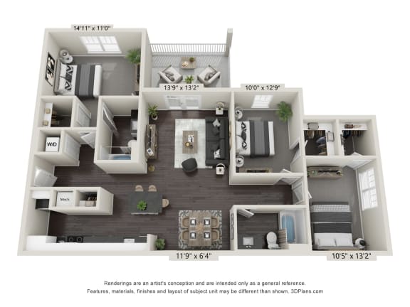 a 1 bedroom floorplan is shown in this image