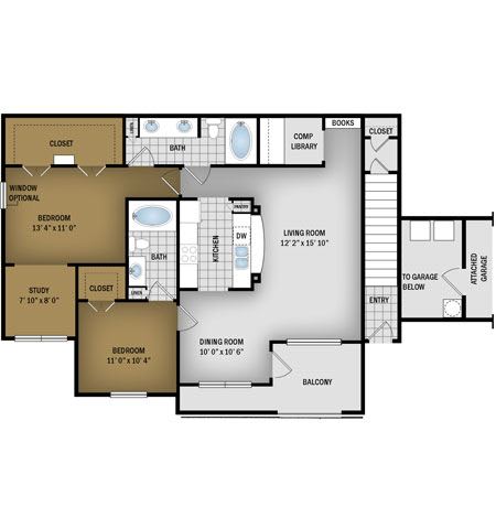 A floor plan of a house with a living room, dining room, kitchen, and multiple bedrooms.