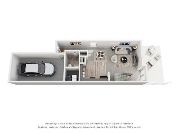 A white 3D model of a boat with a car on the deck.