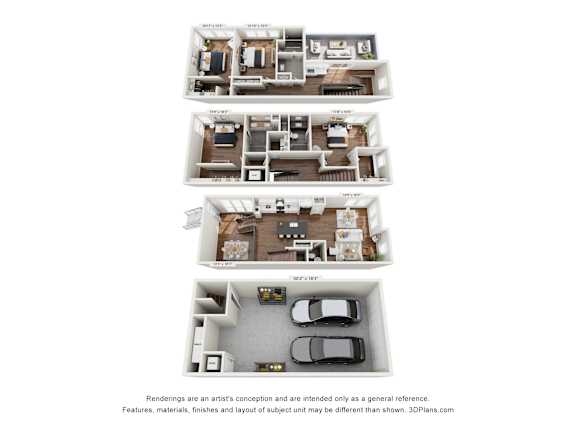 A set of four images showing different floor plans of a house.