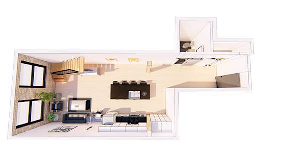 1 Bedroom 1.5 Bathroom B Floor plan 1 Bedroom 1.5 Bathroom B Floor plan at Bostad Apartments, Fargo, ND 58102