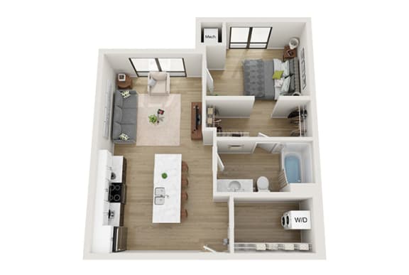 Floor Plan  1 bedroom 1 bathroom George Floor Plan at Mercantile on Broadway, Fargo, ND 58102