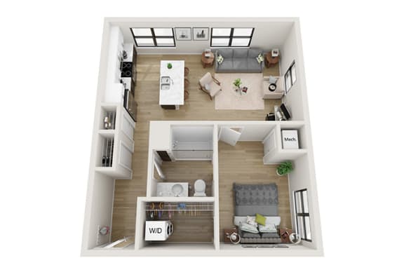 Floor Plan  1 bedroom 1 bathroom Martin Floor Plan at Mercantile on Broadway, Fargo, ND 58102