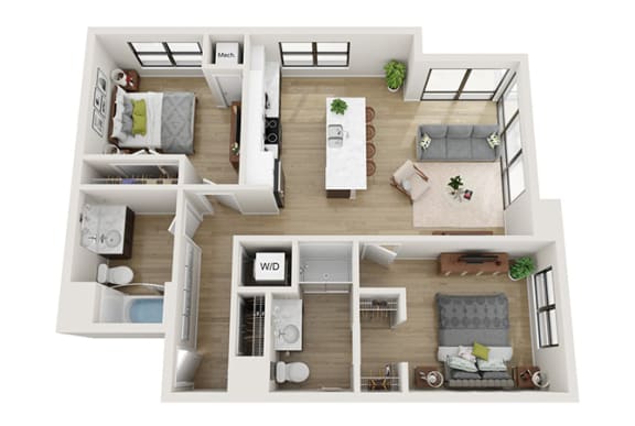 Floor Plan  2 bedroom 2 bathroom Philco Floor Plan at Mercantile on Broadway, Fargo, ND 58102