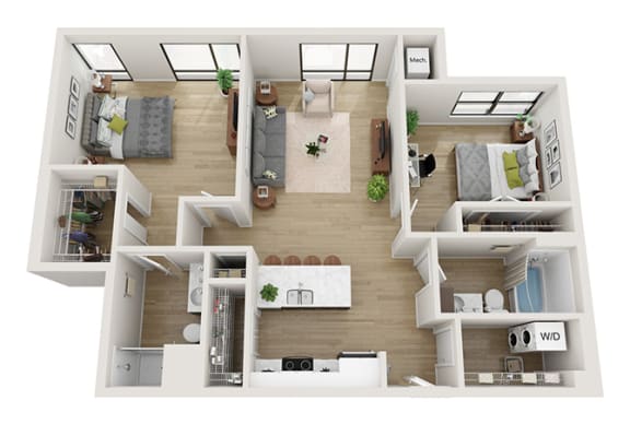 Floor Plan  2 bedroom 2 bathroom Griggs Floor Plan at Mercantile on Broadway, Fargo, North Dakota, 58102