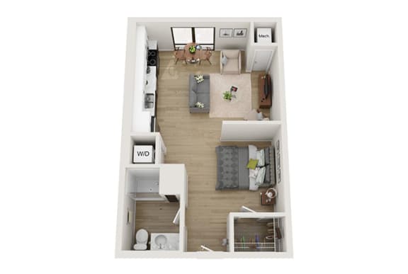 Studio Hunter Floor Plan at Mercantile on Broadway, Fargo, North Dakota 58102