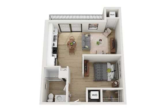 Floor Plan  1 bedroom 1 bathroom Reineke Floor Plan at Mercantile on Broadway, Fargo, North Dakota 58102