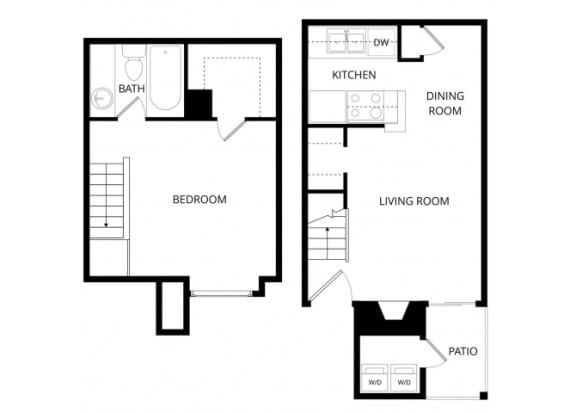  Floor Plan 1 bedroom townhome