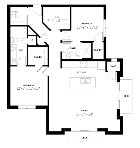 A black and white floor plan of a house with labeled rooms and dimensions.