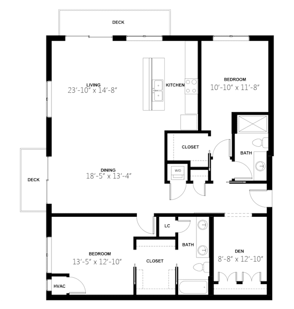 A floor plan of a house with a living room, kitchen, dining room, and bedrooms.