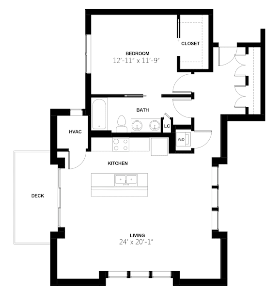 A black and white image of a floor plan for a house.