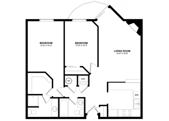 Floor Plan  Admirals Cove Apartments - Two Bedroom Floorplan