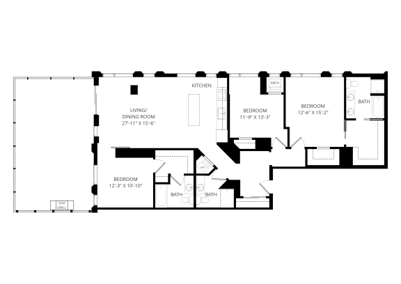 a floor plan of a home with several bedrooms and a living room