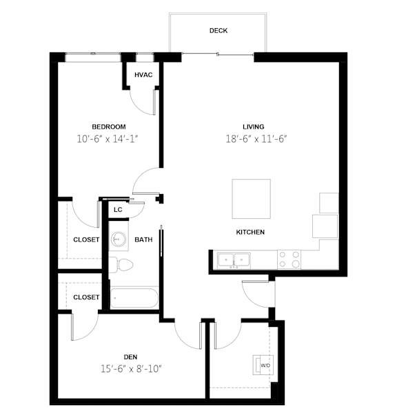 A black and white floor plan of a house with labeled rooms.