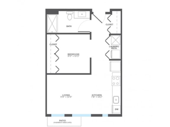ALLOY Studio Floor Plan at Stitchweld, MILWAUKEE, 53207